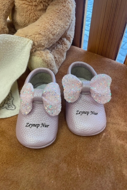 İsimli Bebek Ayakkabısı Hakiki Deri Adele Lila